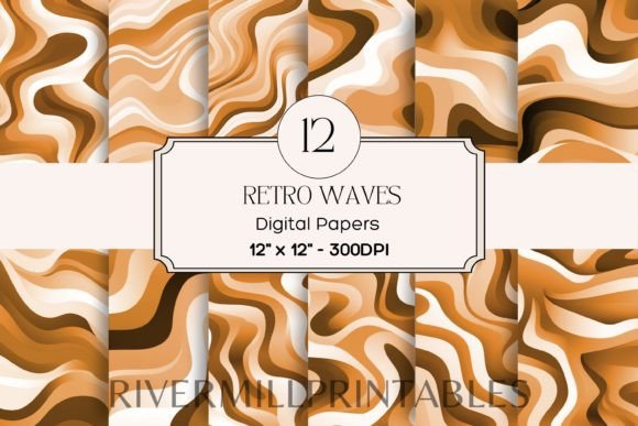 Download Retro Wavy Lines Digital Paper Pack - Digital paper Collection