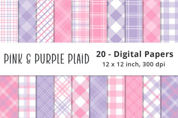 Download Pink and Purple Plaid Digital Paper Pack - Digital paper Collection