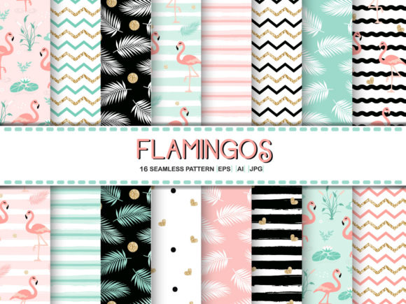 Download Gold Glitter Flamingo Digital Paper - Digital paper Collection