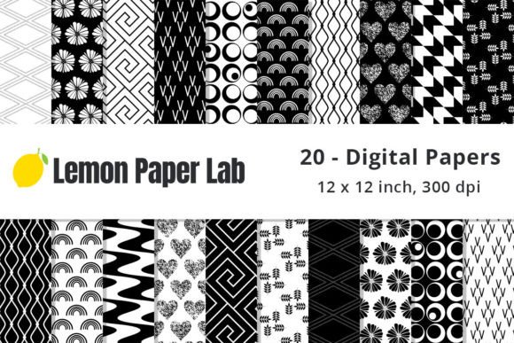 Download Black and White Geometric Digital Paper - Digital paper Collection