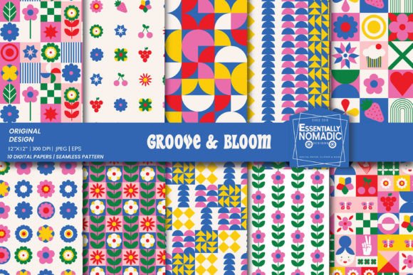 Download Colorful Bauhaus Geometric Digital Paper - Digital paper Collection
