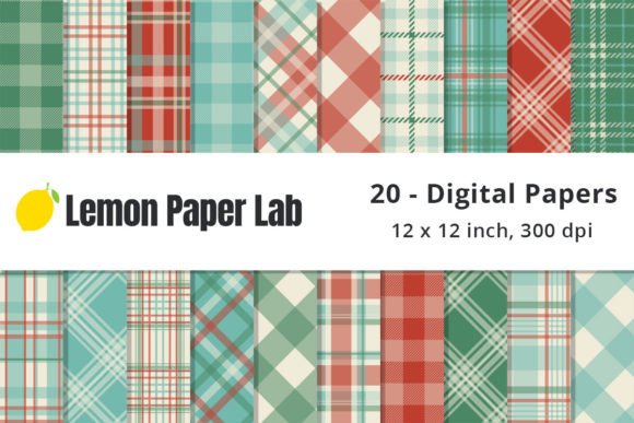 Download Vintage Christmas Plaid Digital Paper - Digital paper Collection