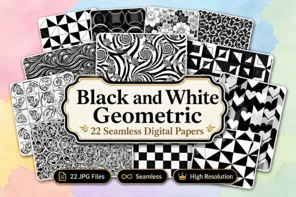 Download Black and White Geometric Digital Paper - Digital paper Collection