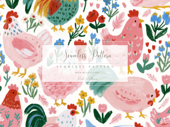 Download Whimsical Chicken Seamless Pattern PNG - Seamless pattern png Collection