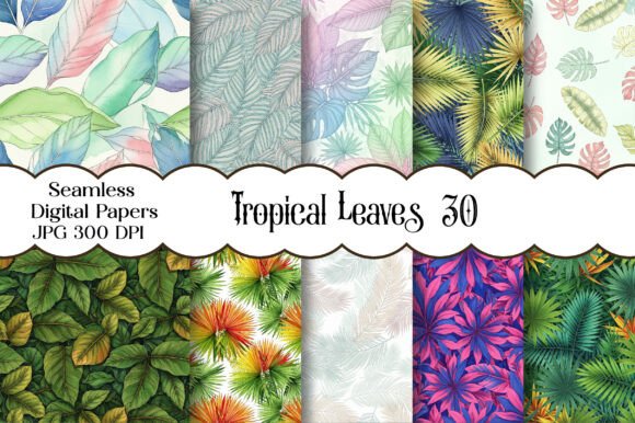 Download Tropical Leaves Pattern Digital Paper - Digital paper Collection