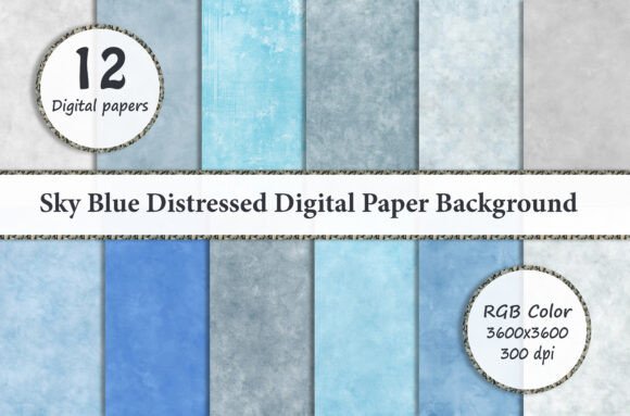 Download Sky Blue Distressed Digital Paper - Digital paper Collection