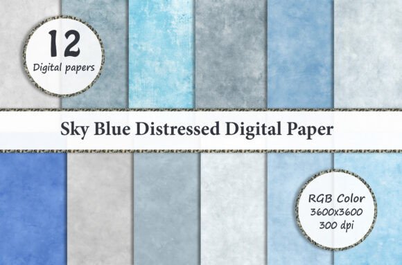 Download Sky Blue Distressed Digital Paper - Digital paper Collection