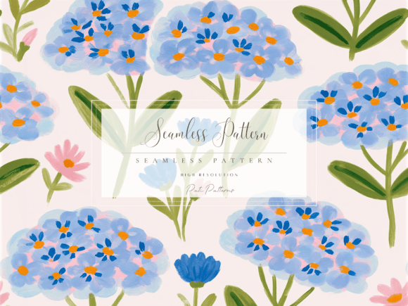 Download Blue Hydrangea Seamless Pattern PNG for Kids &amp; Spring Crafts - Kids Collection