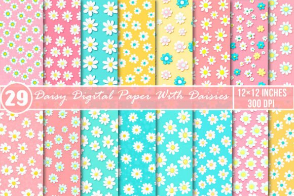 Download Daisy Digital Paper with Daisies - Digital paper Collection