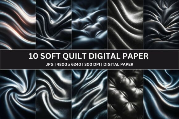 Download 10 Black Metallic Quilt Digital Paper - Digital paper Collection