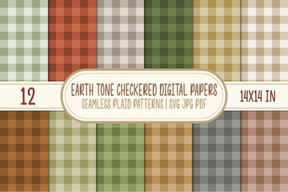 Download Earth Tone Gingham Digital Papers Svg - Digital paper Collection