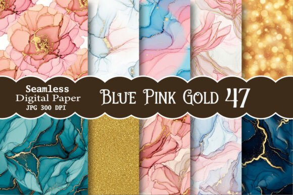 Download Blue Pink Gold Digital Paper - Digital paper Collection