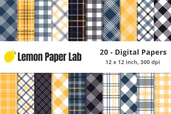 Download Blue and Yellow Plaid Digital Paper - Digital paper Collection