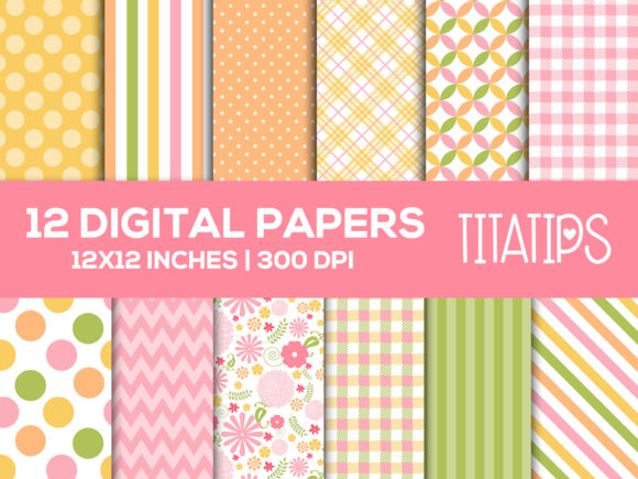 Download Floral Digital Paper Set, Pastel Colors - Digital paper Collection