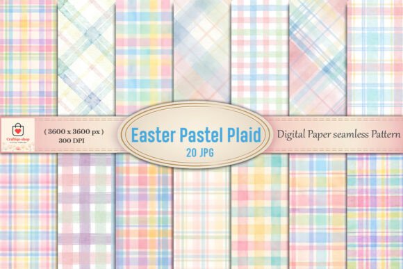 Download Easter Pastel Plaid Digital Paper Bundle - Digital paper Collection
