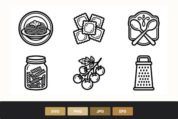 Download Pasta and Kitchen Utensil Icons Set - Premium Resources