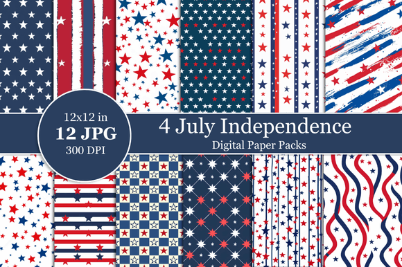 Download 4th July Star and Stripes Digital Paper - Digital paper Collection