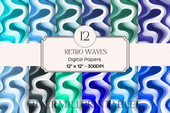 Download Retro Wavy Lines Digital Paper Pack - Digital paper Collection