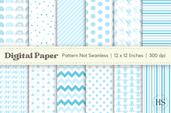 Download Blue Baby Boy Digital Paper Pattern Pack - Digital paper Collection