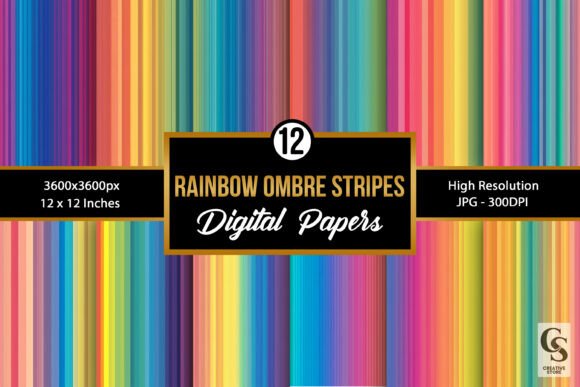 Download Rainbow Ombre Stripes Digital Paper - Digital paper Collection
