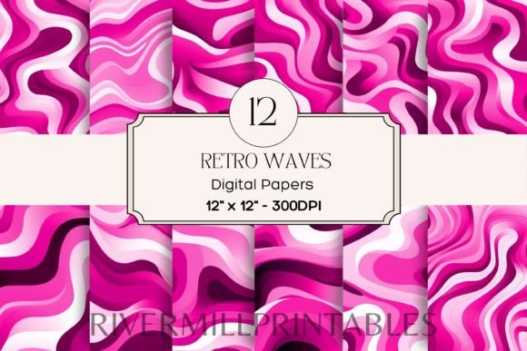 Download Retro Wavy Lines Digital Paper Pack - Digital paper Collection