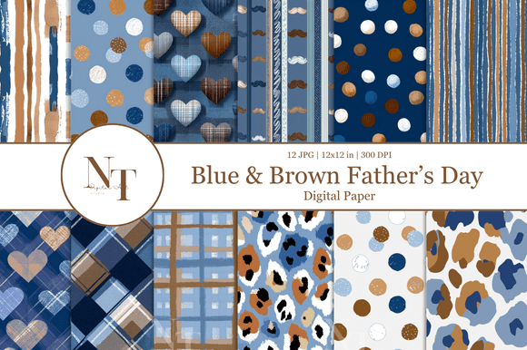 Download Blue &amp; Brown Father’s Day Digital Paper - Digital paper Collection