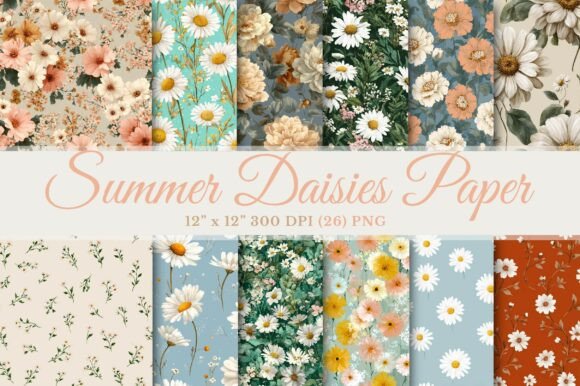 Download Summer Daisies Digital Paper - Digital paper Collection