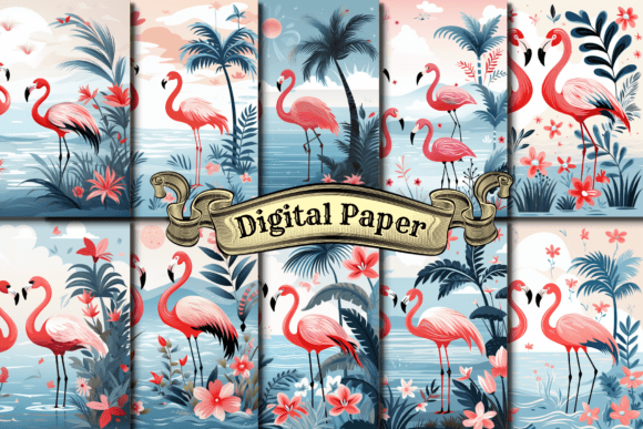 Download Pink Flamingo Digital Paper - Digital paper Collection