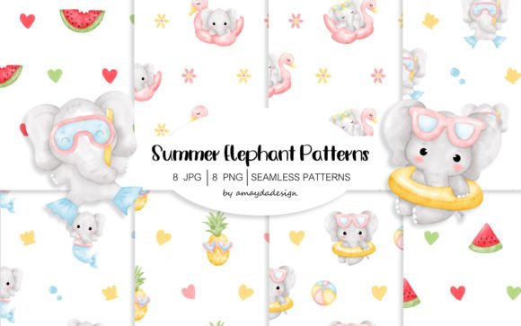 Download Elephant Summer Pattern Digital Paper - Digital paper Collection