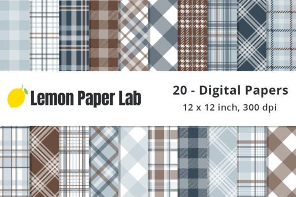 Download Blue and Brown Plaid Digital Papers - Digital paper Collection