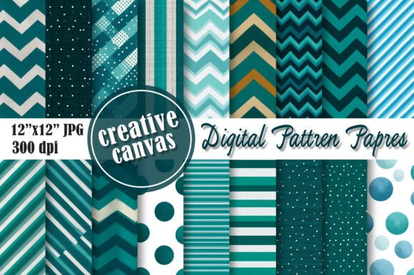 Download Teal Geometric Digital Paper Bundle - Digital paper Collection