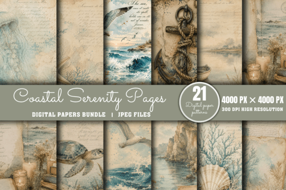 Download Coastal Digital Paper Bundle, Pages - Digital paper Collection