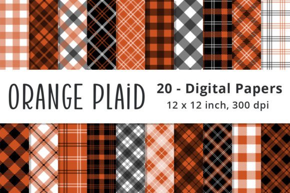 Download Fall Orange Plaid Digital Paper Patterns - Digital paper Collection