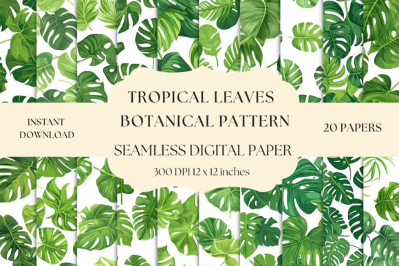 Download Monstera Leaves Pattern Digital Paper - Digital paper Collection