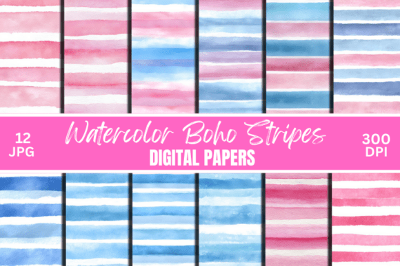 Download Watercolor Stripes Pattern Digital Paper - Digital paper Collection