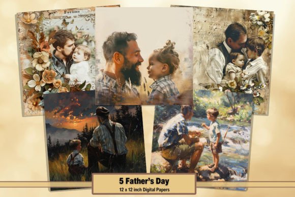Download Vintage Fathers Day Digital Paper Pack 5 - Digital paper Collection