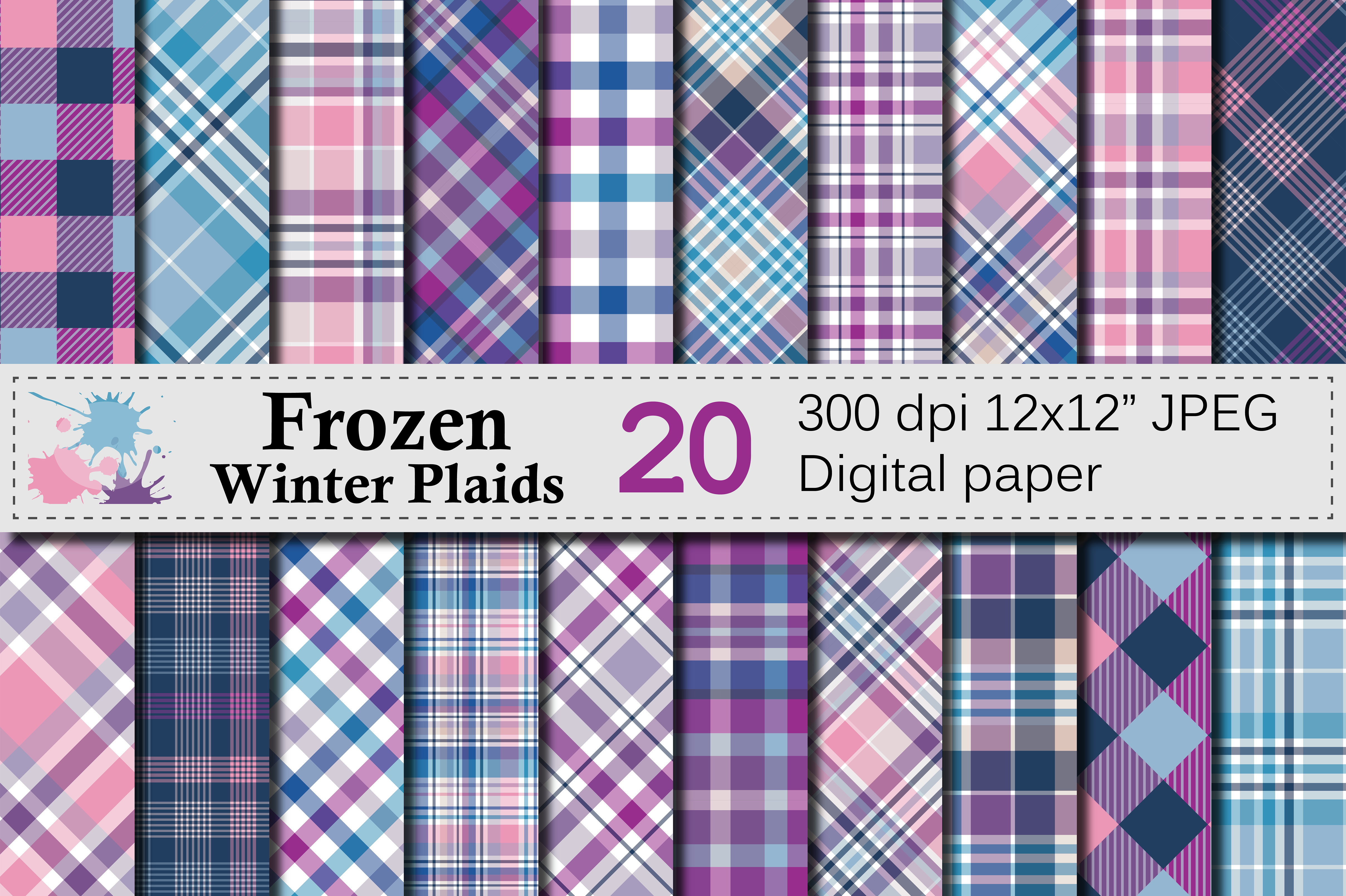 Download Frozen Winter Plaid Digital Paper - Digital paper Collection
