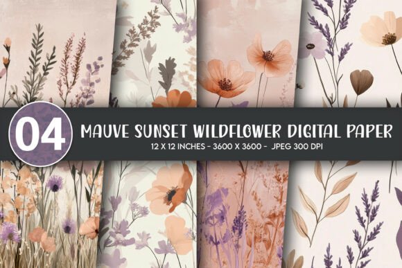 Download Mauve Sunset Wildflower Digital Paper - Digital paper Collection