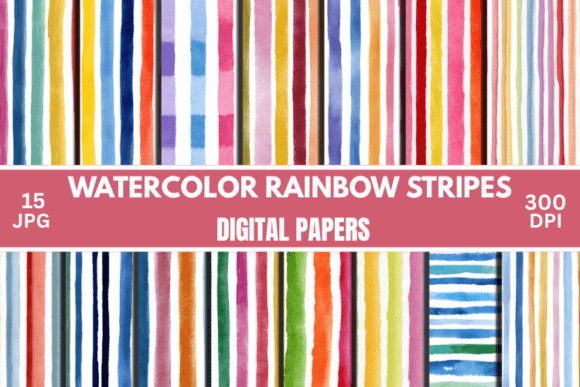 Download Watercolor Stripes Pattern Digital Paper - Digital paper Collection