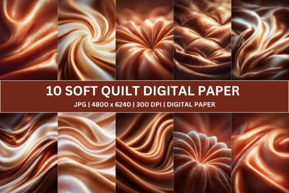 Download 10 Copper Satin Soft Quilt Digital Paper - Digital paper Collection