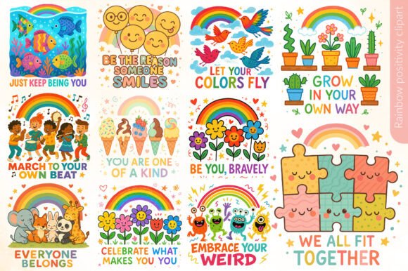 Download Rainbow Cute Inclusive Kids Quotes PNG - Kids Collection